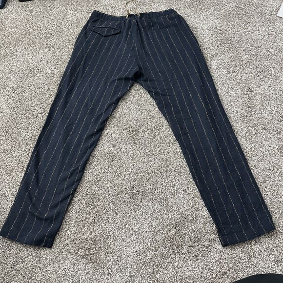 White Sand Waist Belt Trunk Pants Dark Blue Striped Men’s Size 50 Made In Italy - Picture 11 of 12